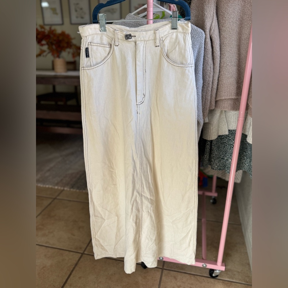 Vintage Cream Denim Skirt